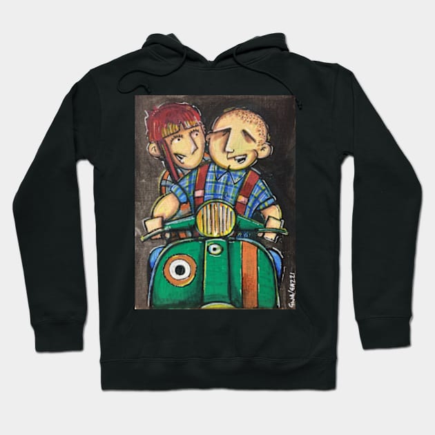 Retro Scooter, Classic Scooter, Scooterist, Scootering, Scooter Rider, Mod Art Hoodie by Scooter Portraits